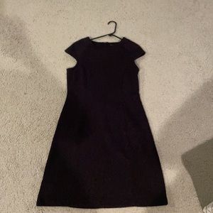 Ann Taylor shift dress wine brocade look